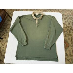 Vintage J.Crew Olive Green Long Sleeve Rugby Shirt with Corduroy Collar XL
